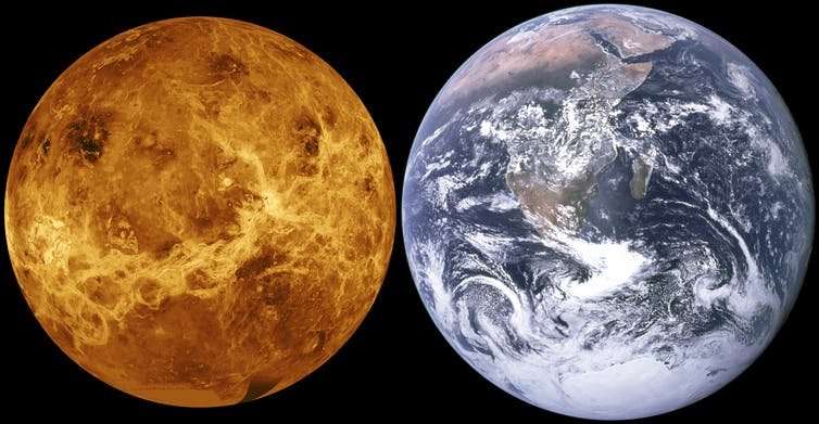 Венера и Земля. Изображение: NASA / JPL