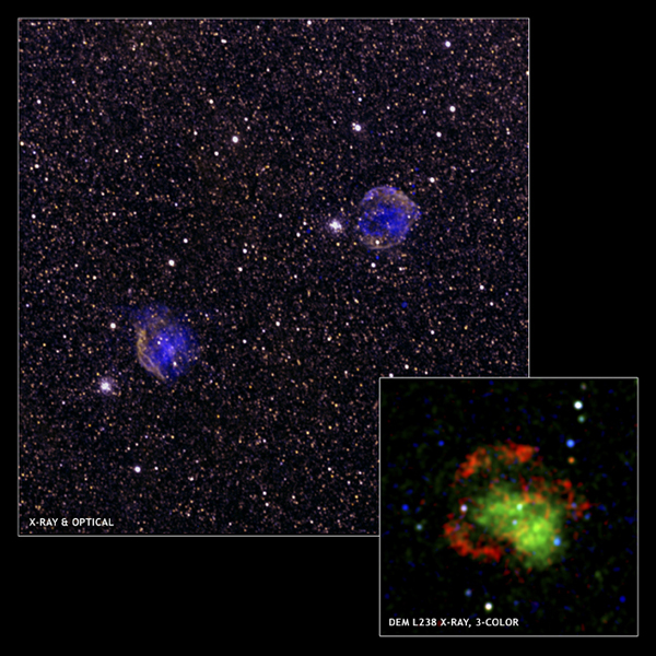 DEM L238 и DEM L249: два остатка сверхновой в Большом Магеллановом Облаке.