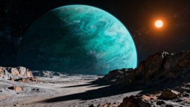 Вид с гипотетической луны на Kepler-22b