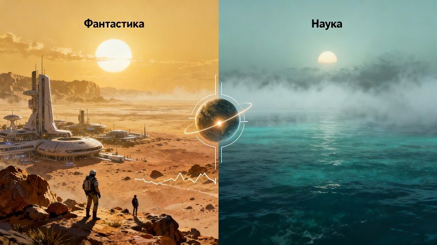 Сравнение: вымысел vs реальность на Kepler-22b