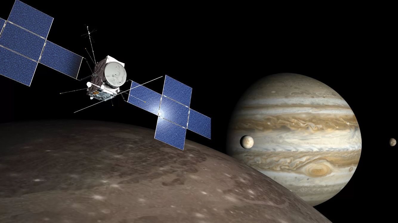 Анимация полета миссии Juice к Юпитеру и его спутникам