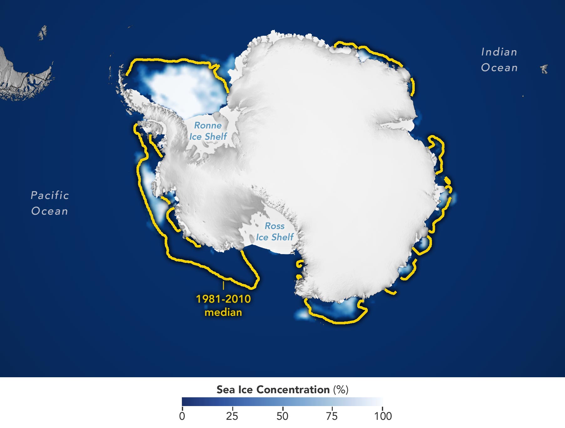 Антарктический морской лед растаял до рекордно низкого уровня