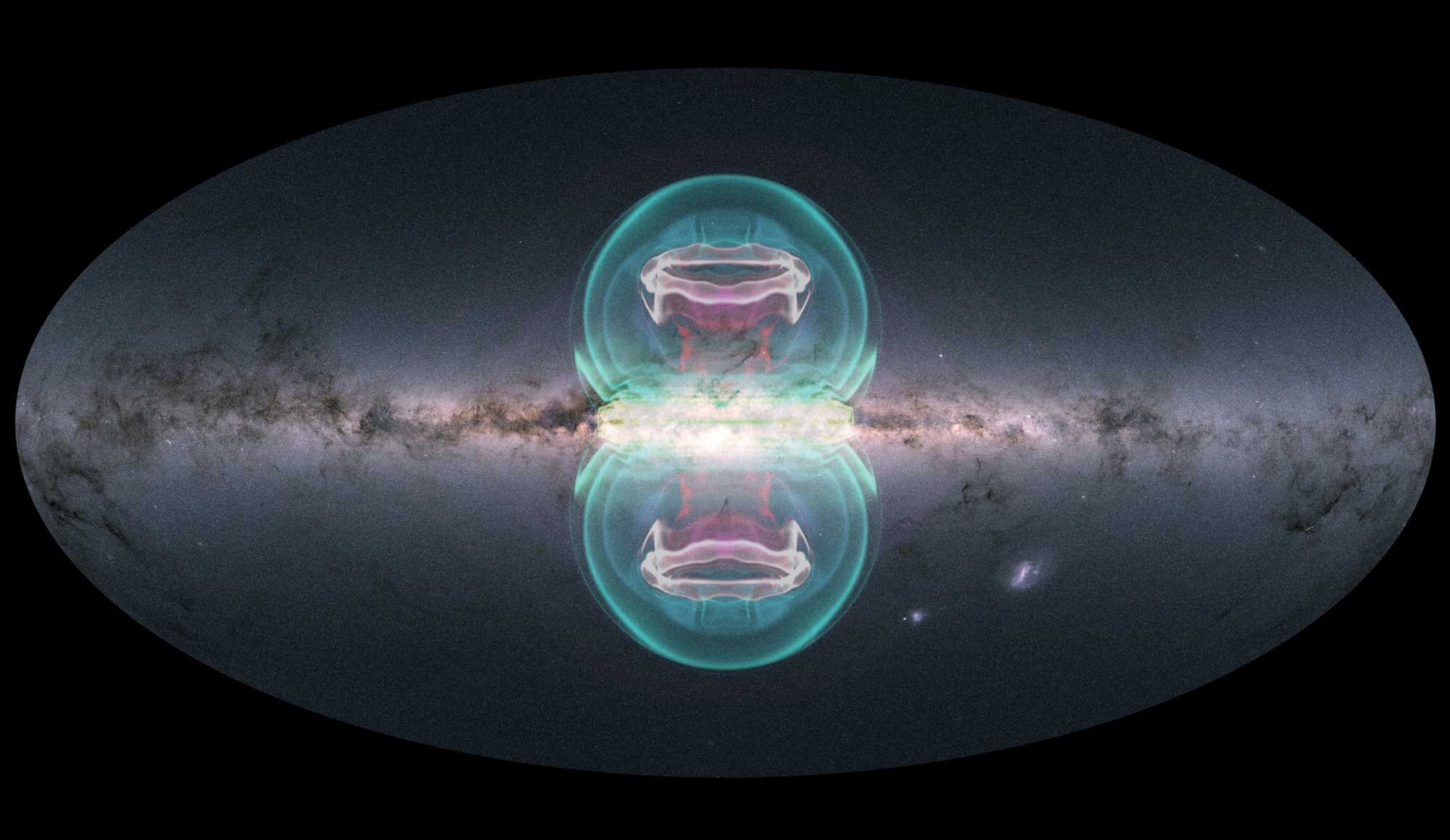 Визуализация симуляций пузырей eRosita и Fermi.