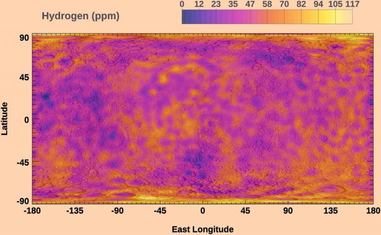 Глобальная карта содержаний водорода на Луне