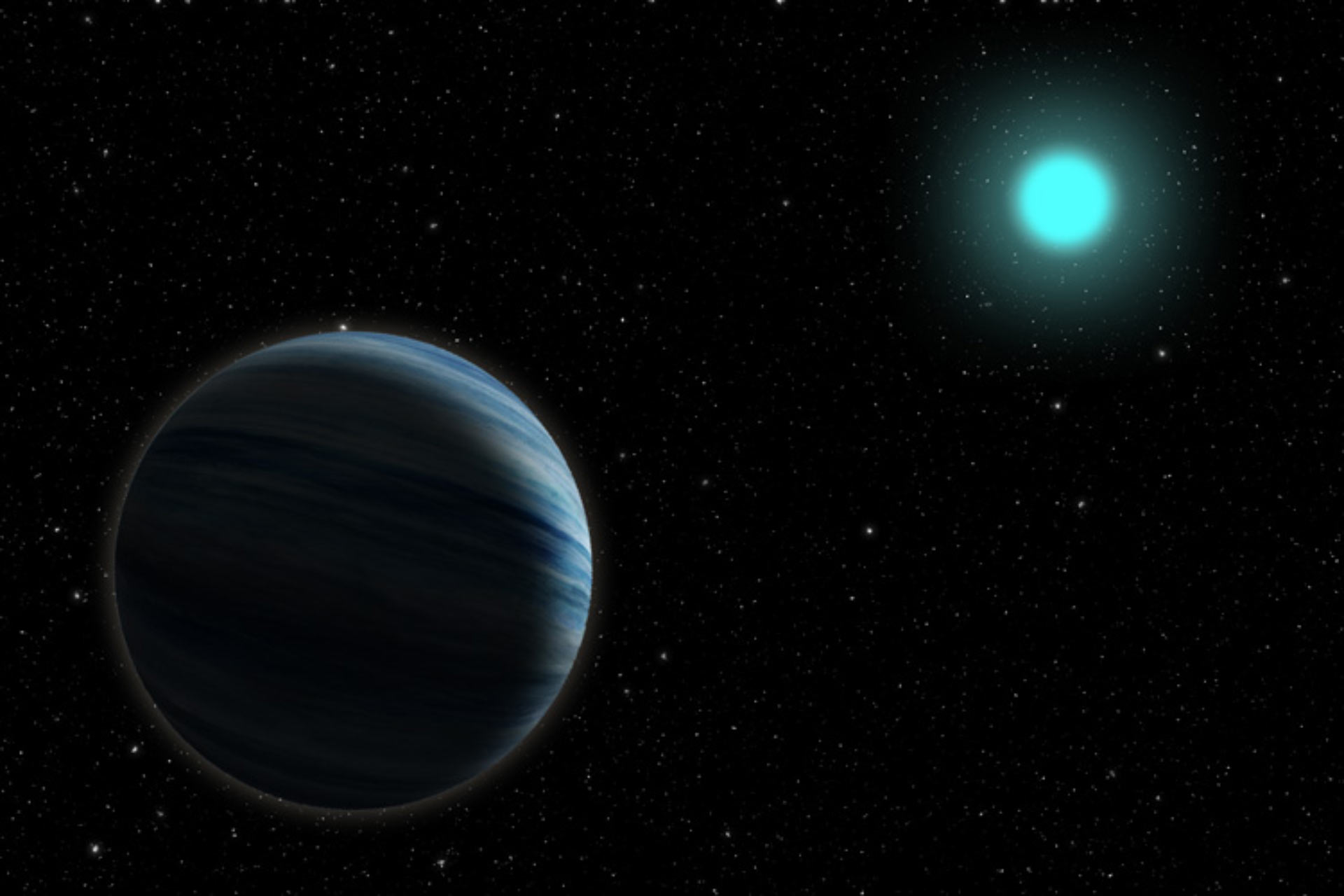 Впечатление художника от планеты размером с Нептун возле звезды А-типа.