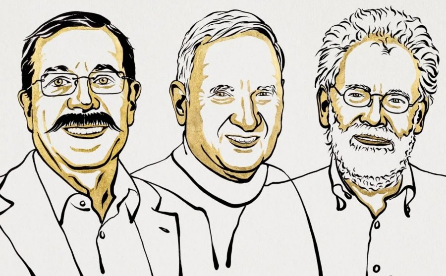 Портреты трех лауреатов Нобелевской премии