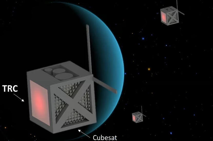 Художественная концепция будущих атомных спутников CubeSats
