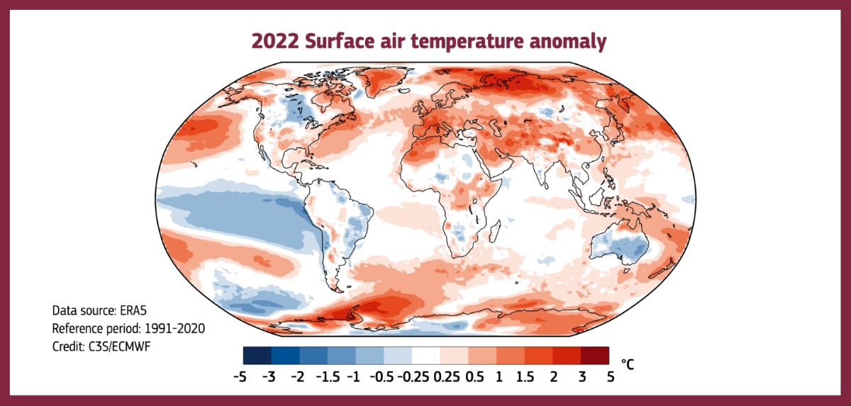 2022 год стал пятым самым теплым годом с момента начала наблюдений за температурой