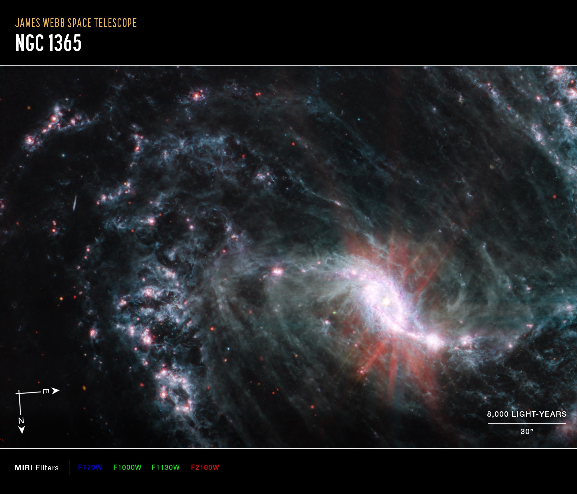NGC 1365 — спиральная галактика с двойной перемычкой