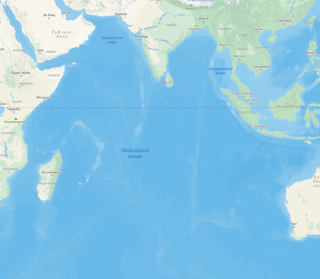 Карта Индийского океана.