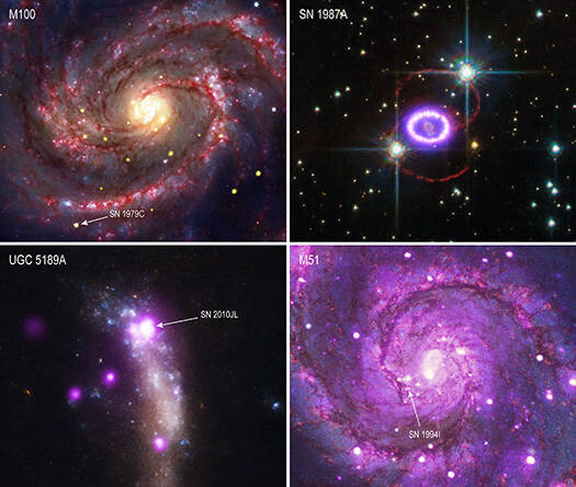 4 из 31 сверхновых в исследовании. 