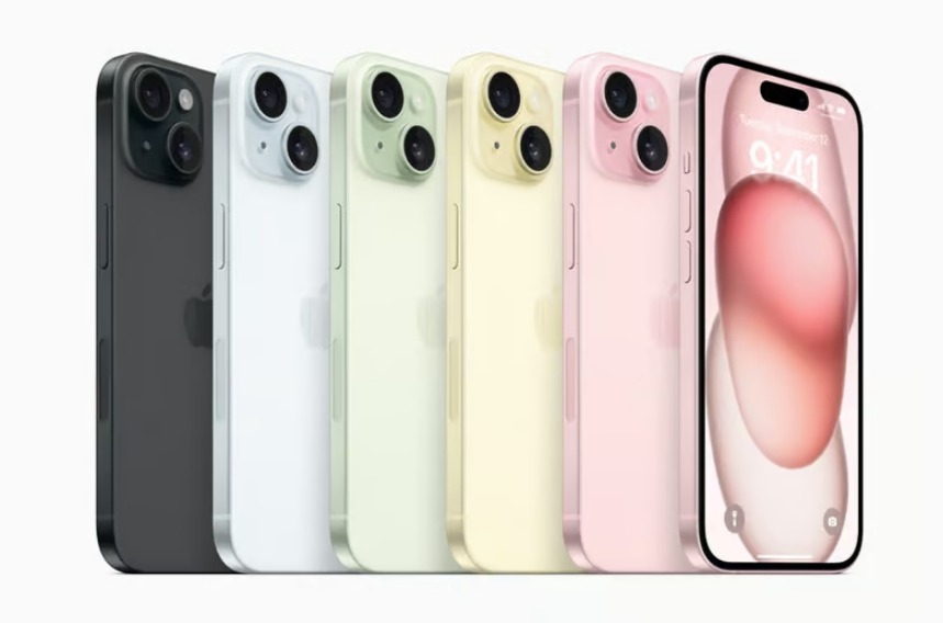 iPhone 15 и 15 Plus доступны в пяти вариантах цвета заднего стекла.