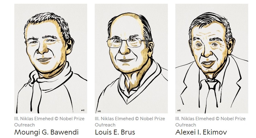 Нобелевскую премию по химии 2023 года получили Мунга Бавенди, Луис Брюс и Алексей Екимов.
