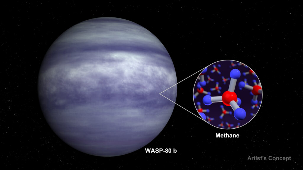 В видимом спектре цвет теплой экзопланеты WASP-80 b может казаться голубоватым