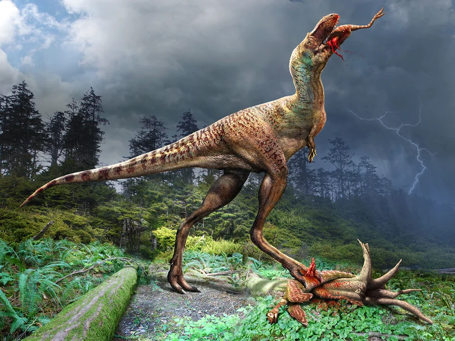 Горгозавр поедает свою добычу