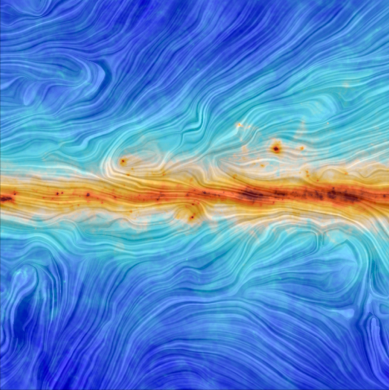 силовые линии магнитного поля, отпечатанные галактикой на космической пыли в межзвездной среде