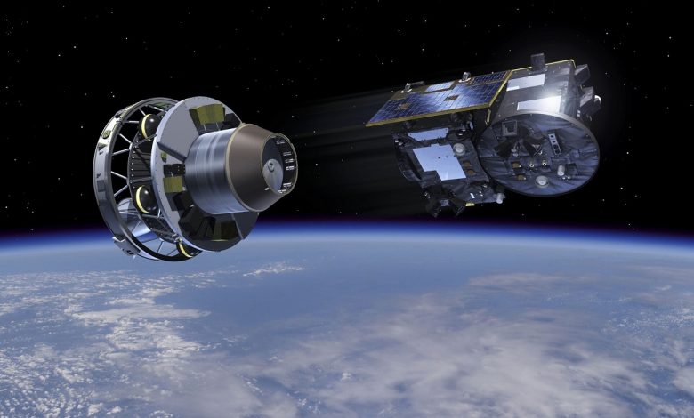 Художественный вид Proba-3, отделяющегося от разгонного блока ракеты-носителя ISRO PSLV-XL.