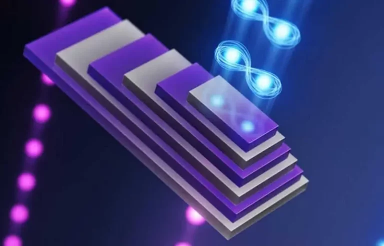 Схема запутанных фотонов, генерируемых в периодически поляризованной стопке кристаллов 3R-MoS2.