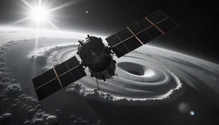 космический спутник и ураган