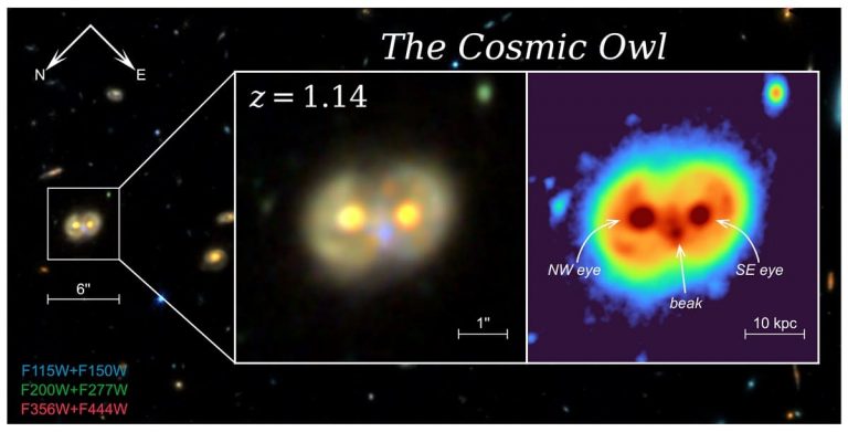 съемка космической совы с помощью JWST NIRCam и MIRI