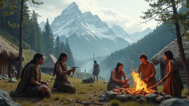 изображение древнего альпийского поселения эпохи неолита в долине Тироля