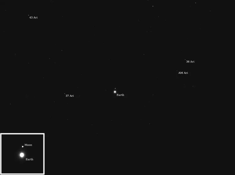 В июле 2025 года аппарат НАСА «Психея» сделал снимки Земли и Луны с расстояния около 290 километров