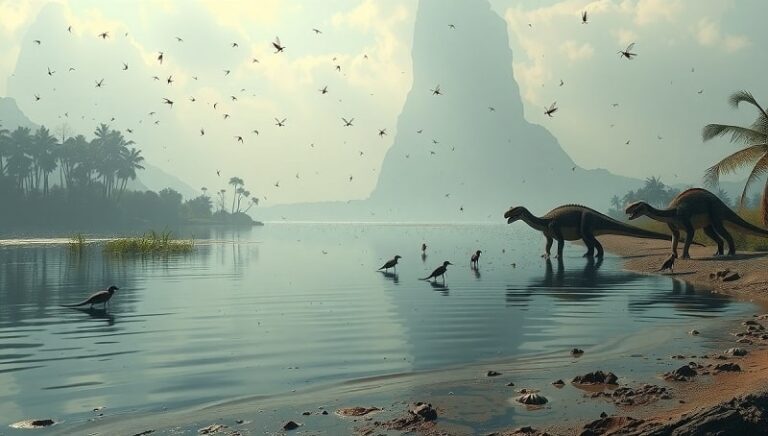 Реконструкция доисторического пресноводного озера Гондваны в юрском периоде