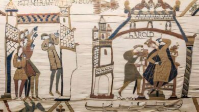 Старейшее известное изображение кометы Галлея на гобелене Байе.