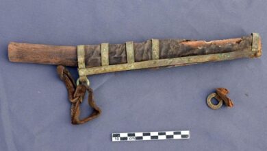 Нож к ножнах из погребения Ус-Сэргэ 1 XVIII века