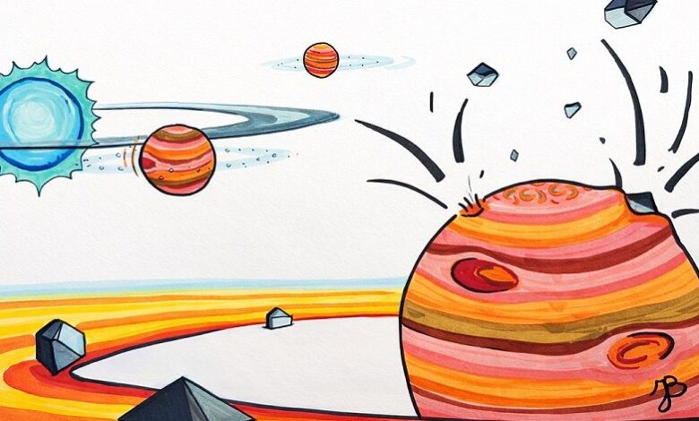 Один из способов образования газовых гигантов — это аккреция ядра