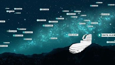 Эта иллюстрация художника представляет собой начало потока оповещений от обсерватории имени Веры К. Рубин