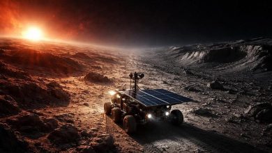 Научно-фантастическое изображение ровера на поверхности Меркурия.