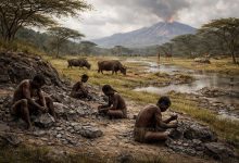 Древняя стоянка людей вида Homo sapiens в Эфиопии 100 тысяч лет назад, период среднего каменного века.