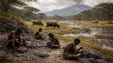 Древняя стоянка людей вида Homo sapiens в Эфиопии 100 тысяч лет назад, период среднего каменного века.