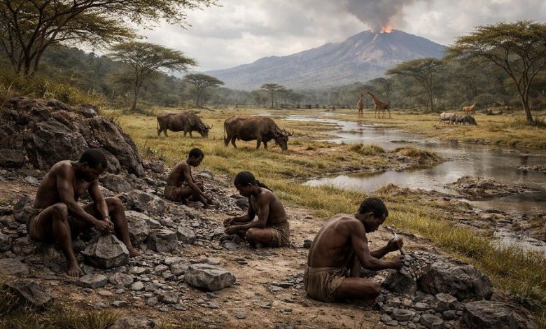 Древняя стоянка людей вида Homo sapiens в Эфиопии 100 тысяч лет назад, период среднего каменного века.