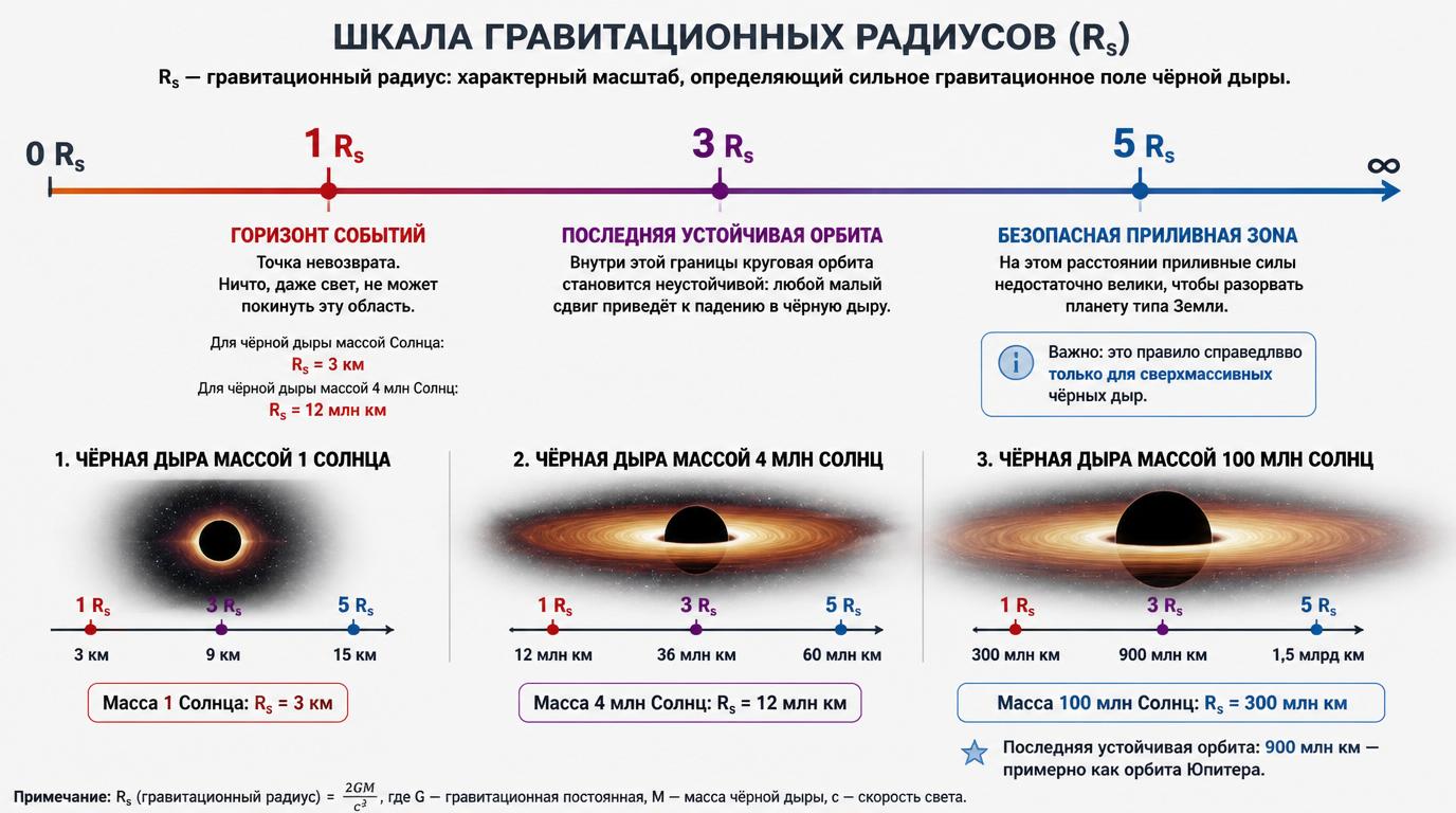 Горизонтальная шкала гравитационных радиусов