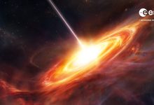 Художественное изображение древнего квазара.