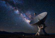 SETI, Радиотелескоп на фоне звездного неба