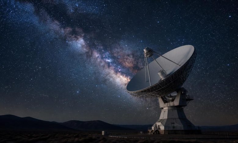 SETI, Радиотелескоп на фоне звездного неба