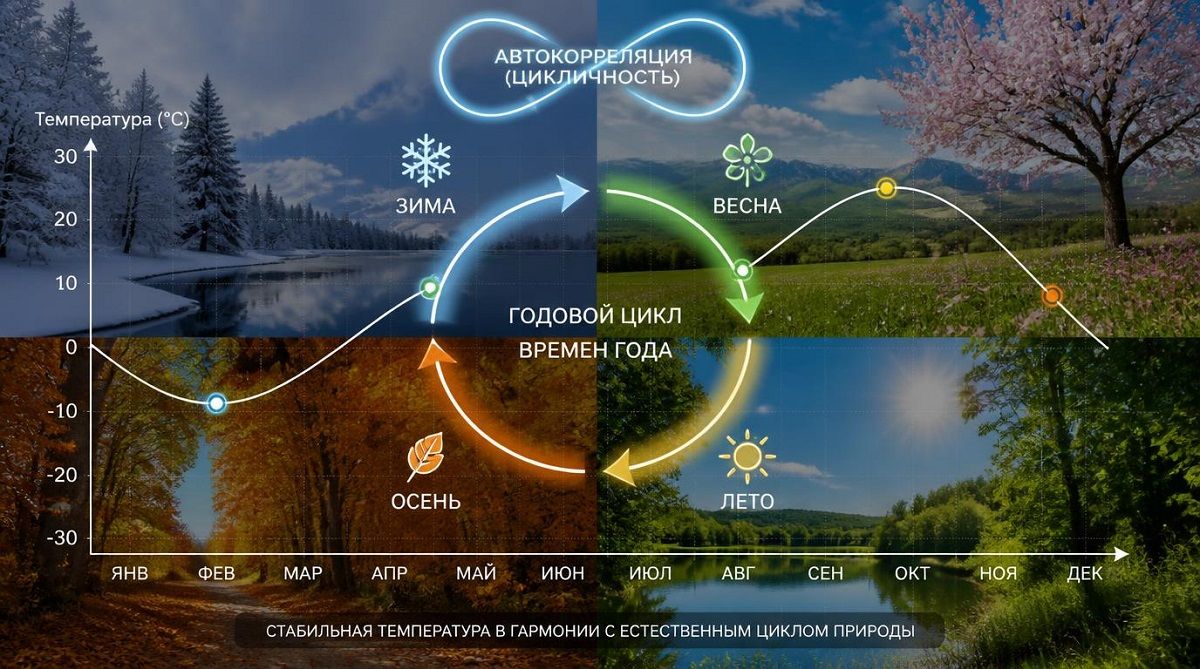 пейзаж с четырьмя временами года в одном кадре