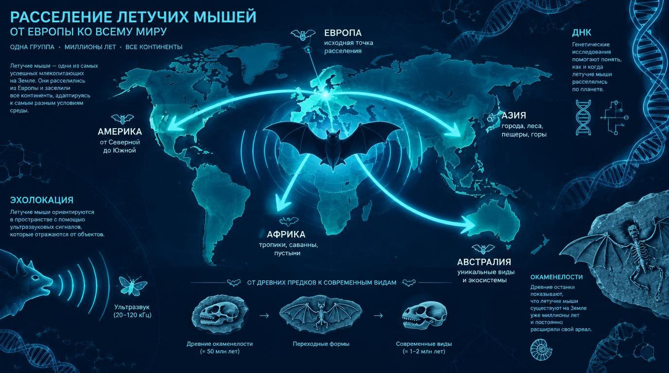 Расселение летучих мышей по миру. 