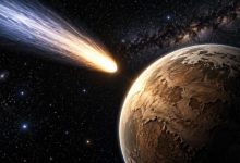 Комета несется сквозь космос к древней планете Земля.