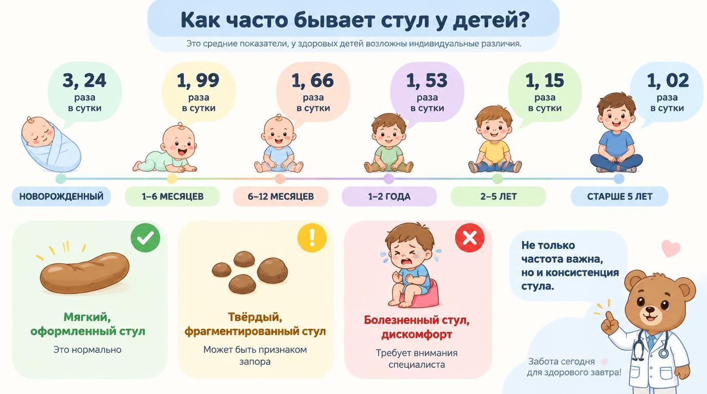 как часто бывает стул у детей