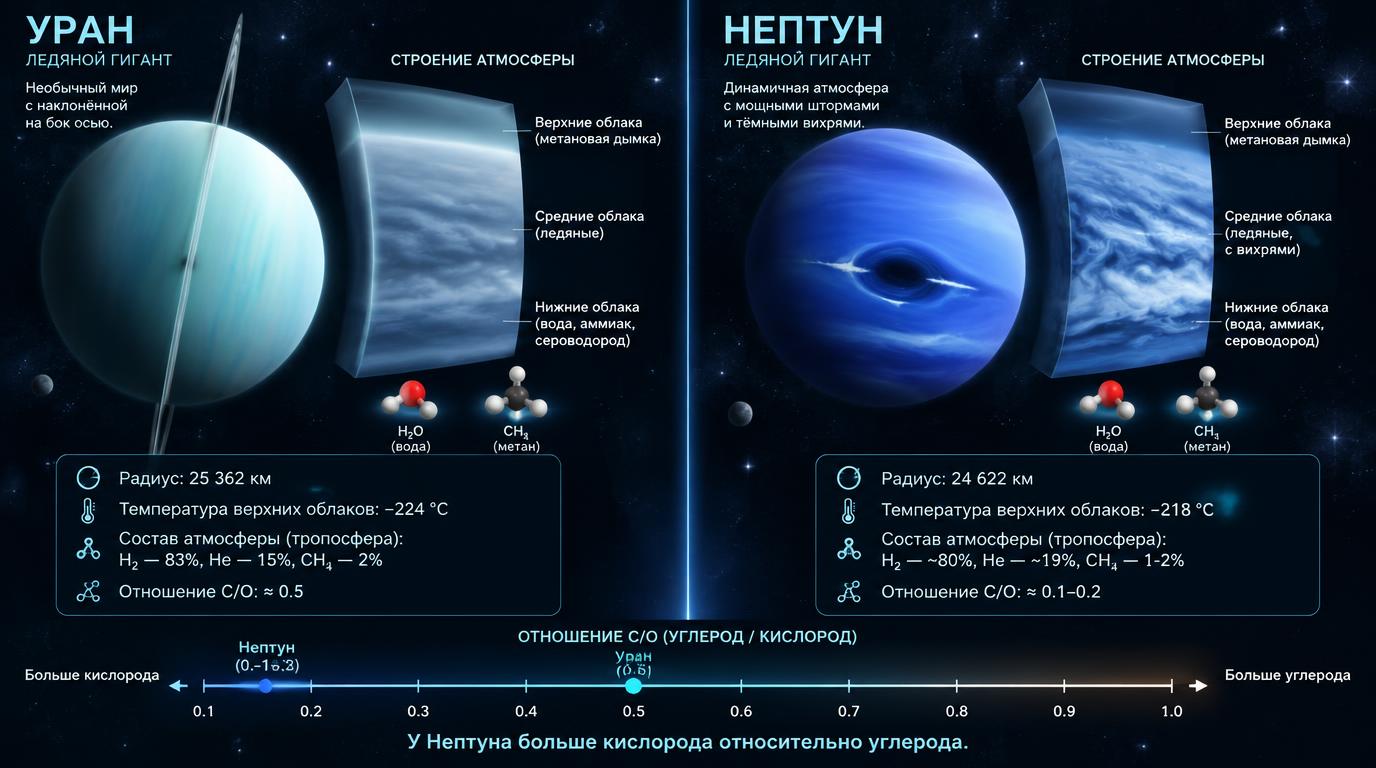 научно-популярная инфографика Уран и Нептун