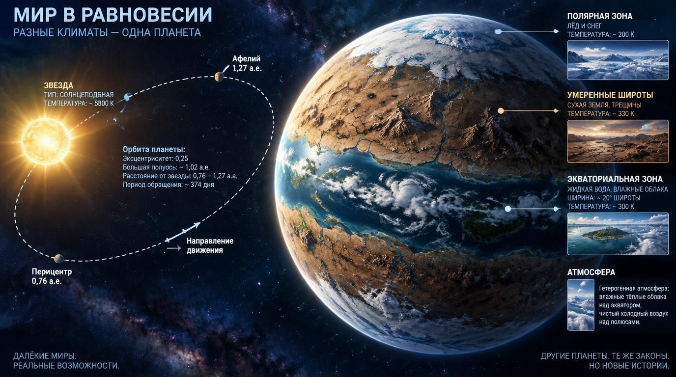 Изображение, показывающее далекую планету, похожую на Землю